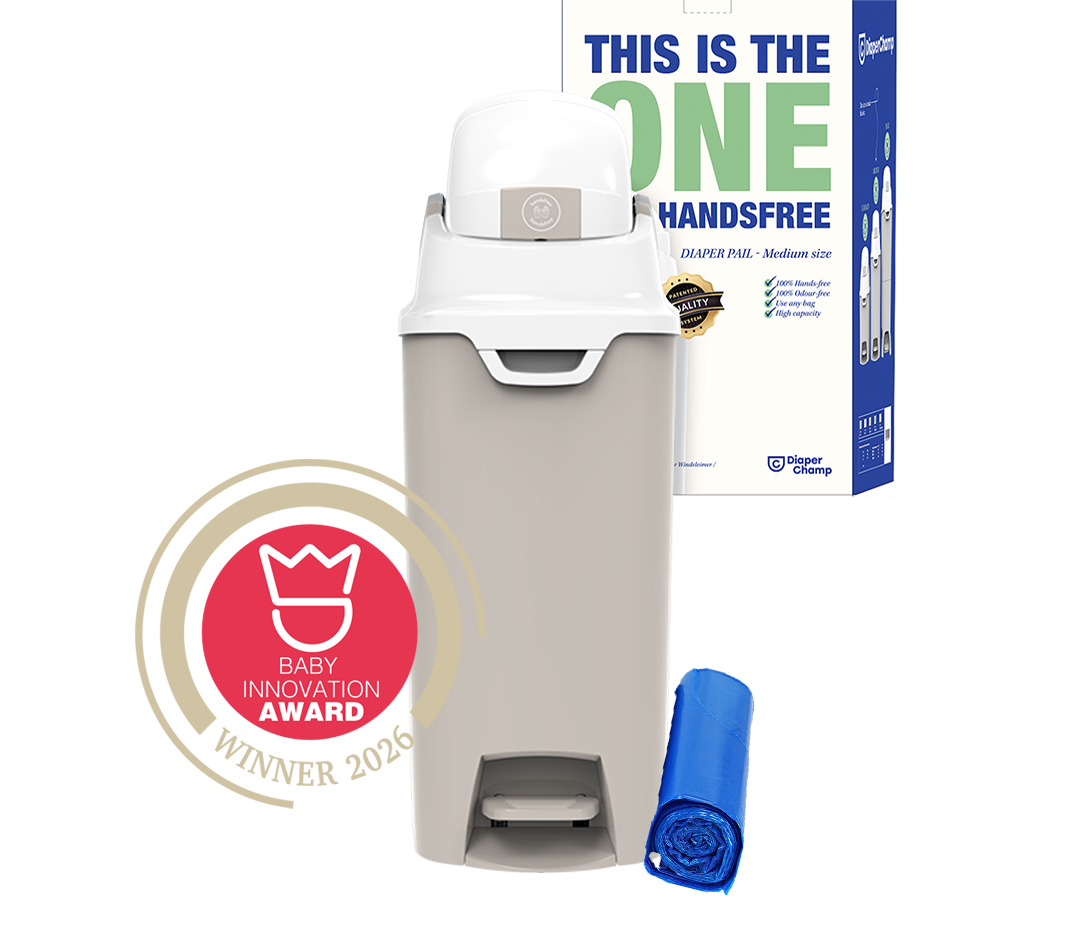 DiaperChamp ONE Handsfree Medium (Mains libres) - Sable argile (10 SACS ÉCO inclus gratuitement)