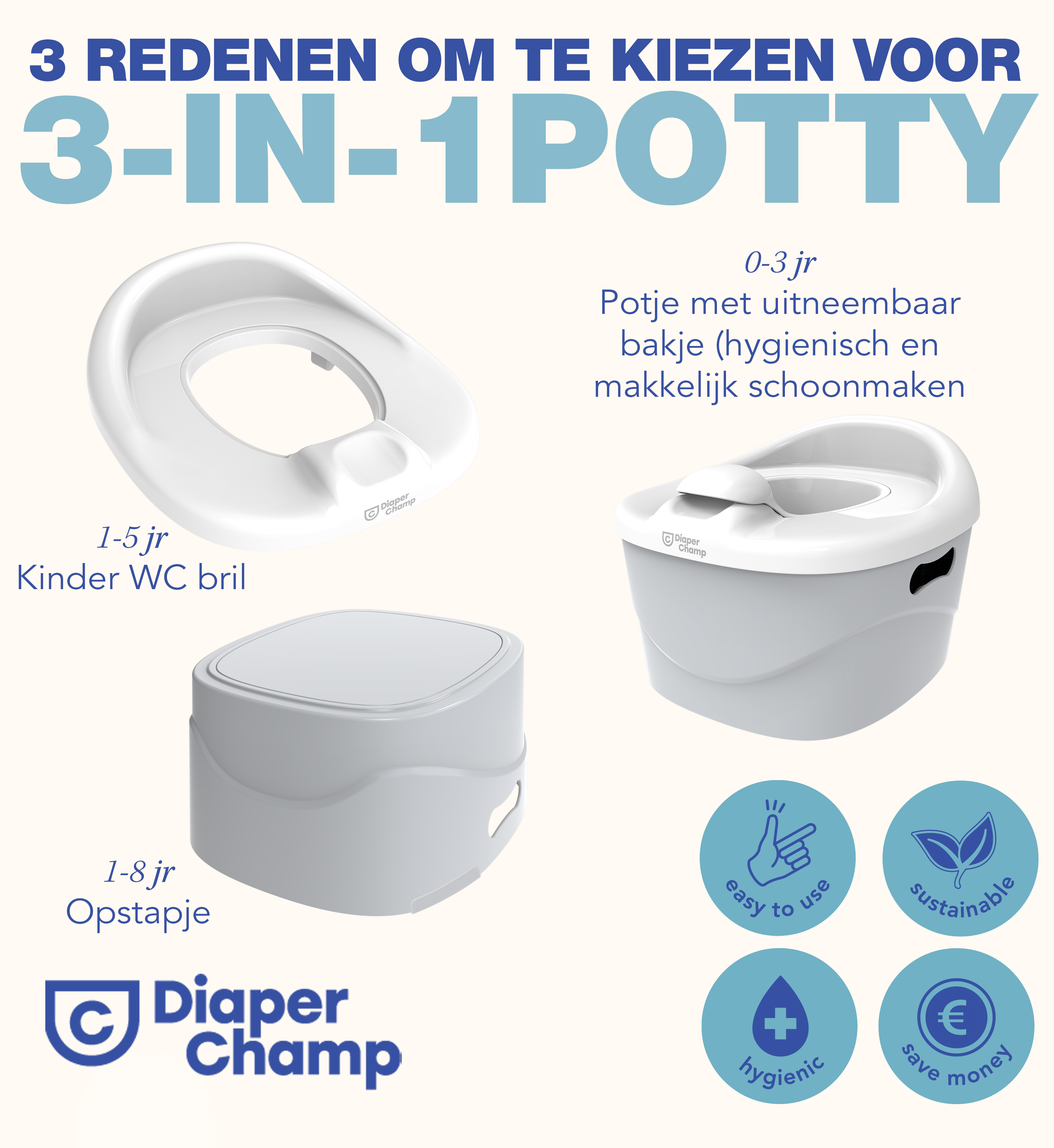 Pot 3 en 1 DiaperChamp - Vert clair