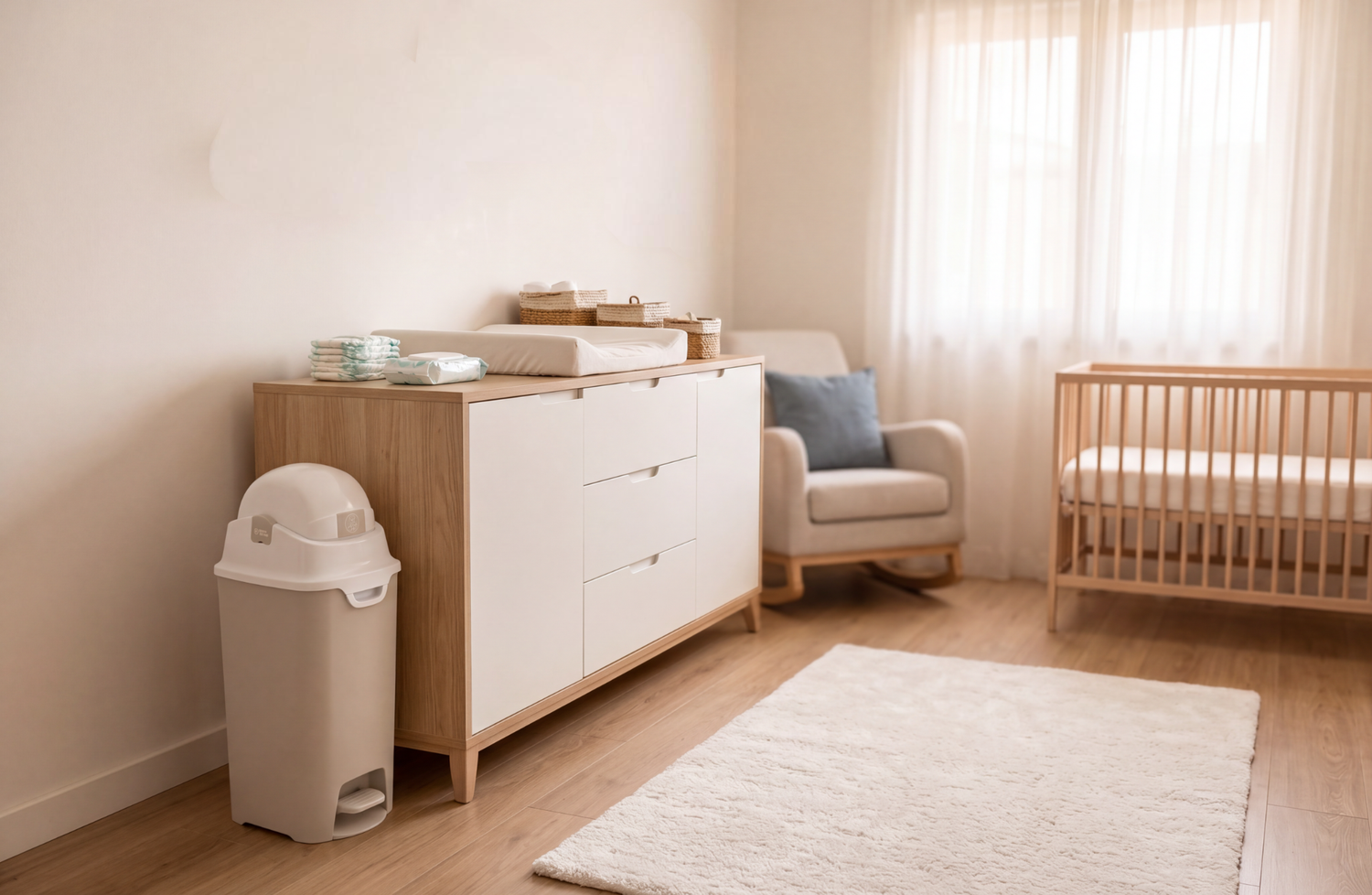 DiaperChamp ONE Mains libres Medium - Sable argile (10 SACS ÉCO inclus gratuitement)