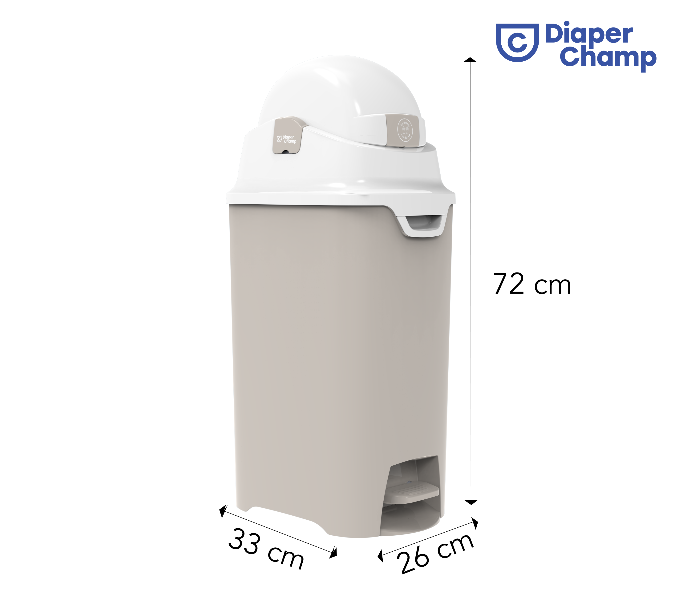 DiaperChamp ONE Mains libres Medium - Sable argile (10 SACS ÉCO inclus gratuitement)