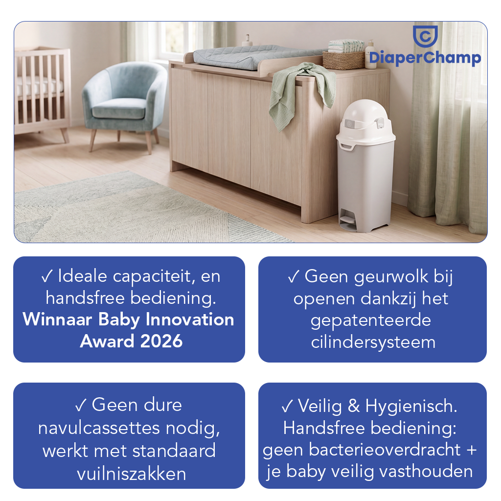DiaperChamp ONE Mains libres Medium - Argent (10 SACS ÉCOLOGIQUES inclus gratuitement)