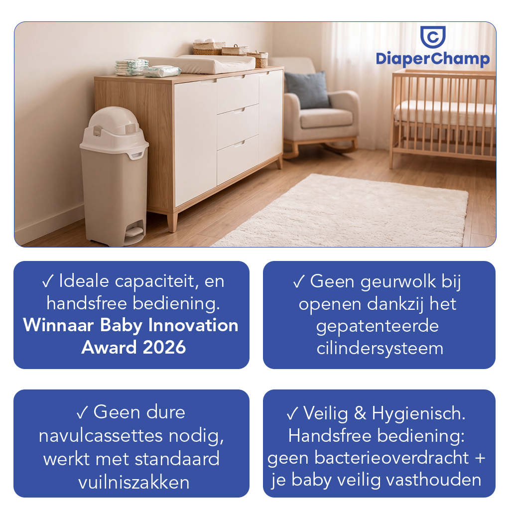 DiaperChamp ONE Mains libres Medium - Sable argile (10 SACS ÉCO inclus gratuitement)