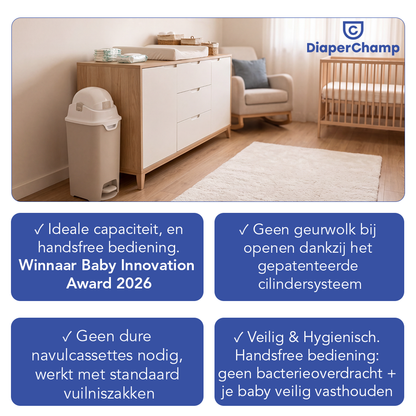 DiaperChamp ONE Mains libres Medium - Sable argile (10 SACS ÉCO inclus gratuitement)
