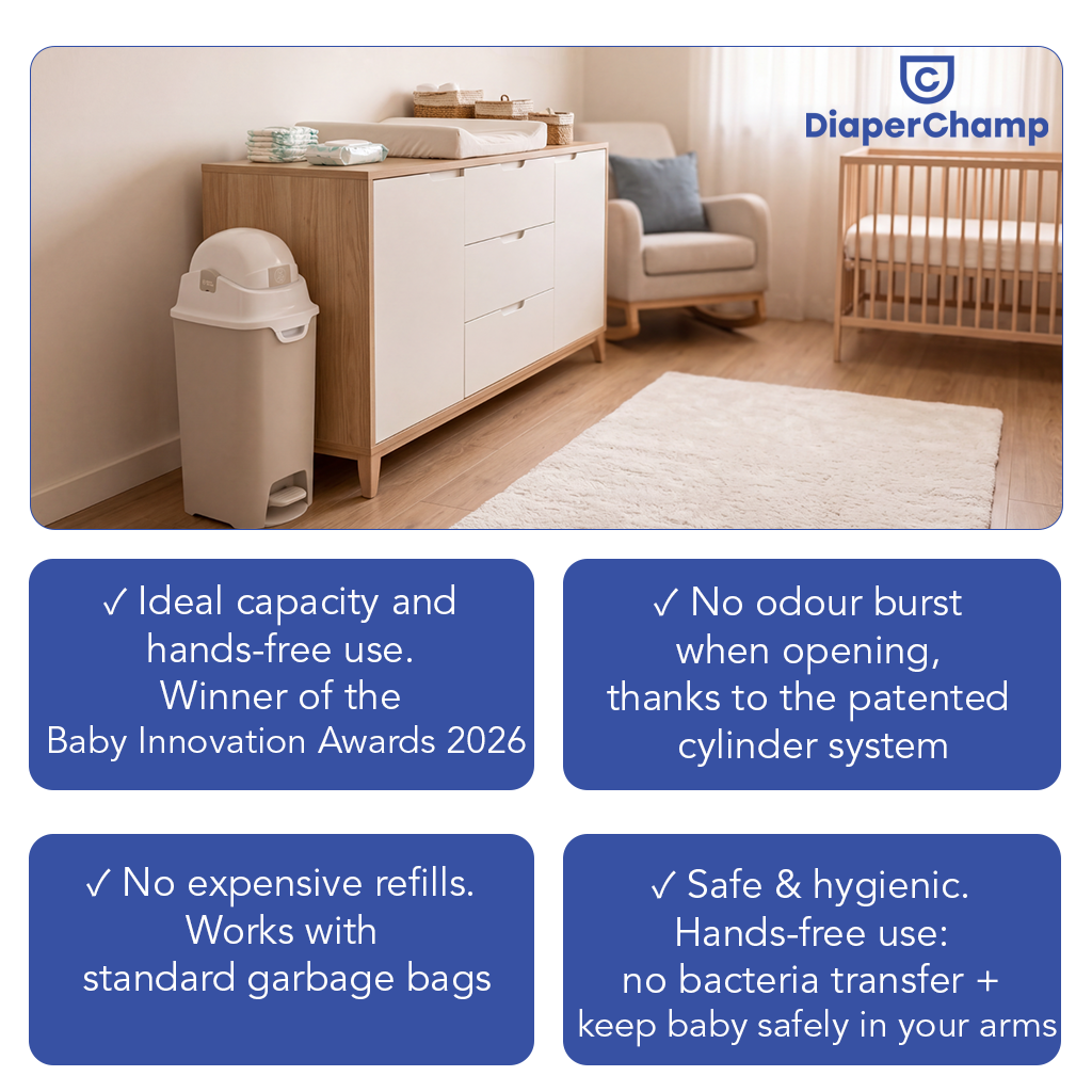 DiaperChamp ONE Handsfree Medium (Mains libres) - Sable argile (10 SACS ÉCO inclus gratuitement)