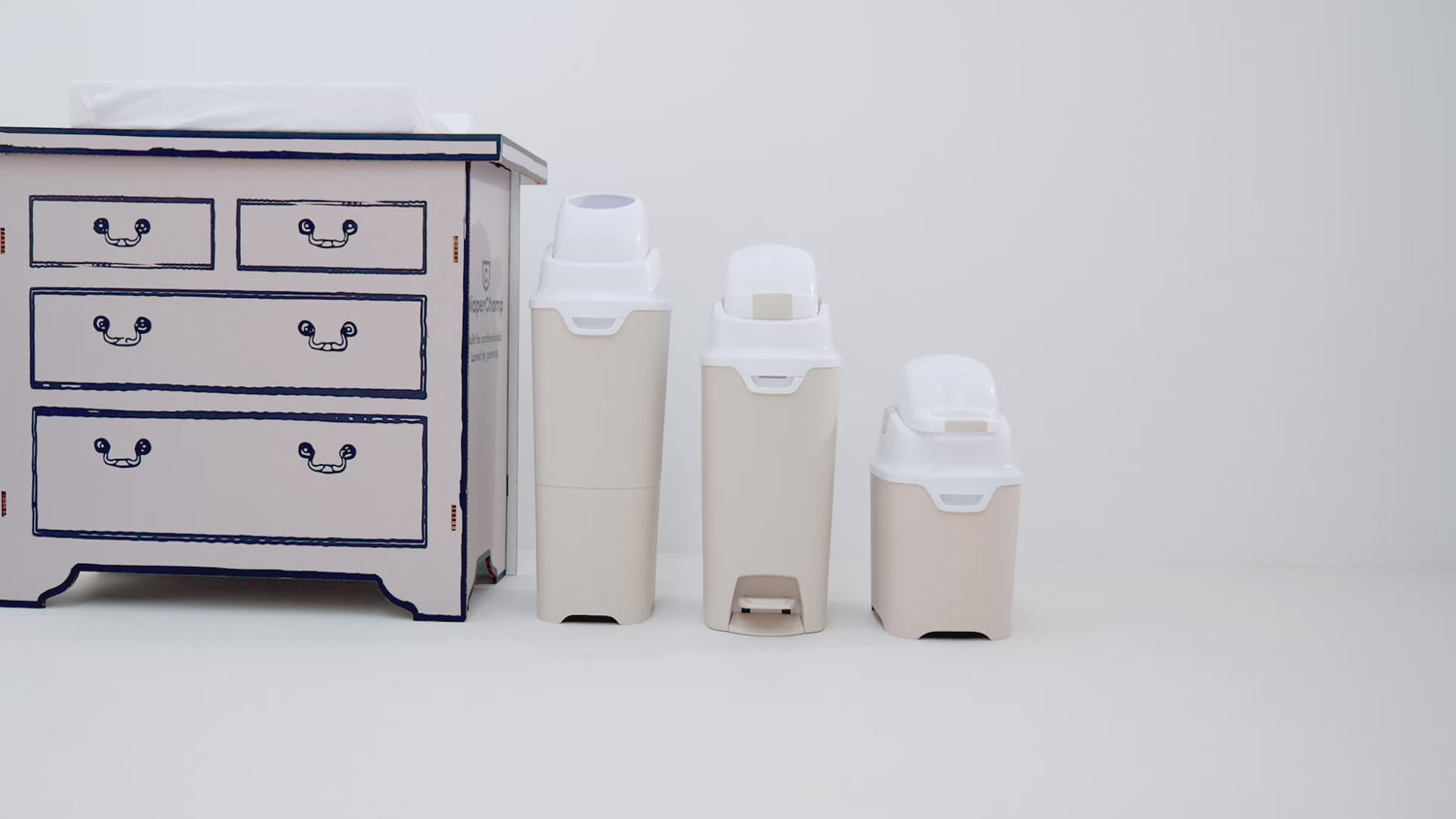 DiaperChamp ONE Mains libres Medium - Argent (10 SACS ÉCOLOGIQUES inclus gratuitement)