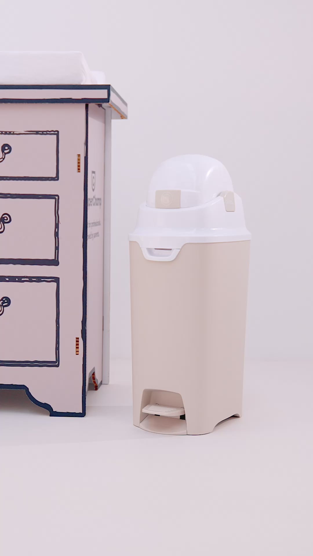 DiaperChamp ONE Mains libres Medium - Argent (10 SACS ÉCOLOGIQUES inclus gratuitement)